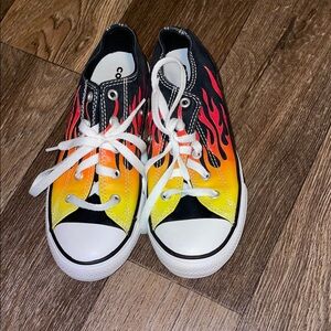 Converse Kids Flame Design Sneakers - Black, Orange, Yellow